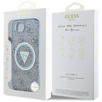 Case Guess IML Metal Glitter 4G Circle Triangle MagSafe Защитный чехол для iPhone 16e/17e / синий (GUHMPSE4HG4PRTGB)