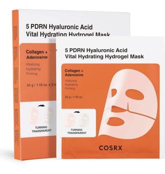 COSRX 5 PDRN Hyaluronic Acid Vital Hydrating Гидрогелевые Маски Для Лица 34g × 3шт (8800311120891)