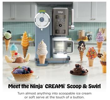 Ninja Creami Scoop & Swirl 13-in-1 Saldējuma un ledus dzērienu pagatavošanas ierīce (NC702EU)