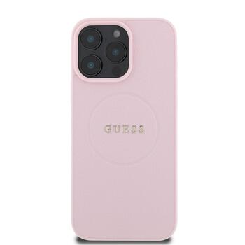Guess PU Grained Classic Logo MagSafe Case Aizsargapvalks priekš iPhone 16 Pro / rozā (GUHMP16LPGHSMMP)