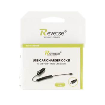 Reverse CC-21 Universāls 2.1A Micro USB Vads 1.2m Auto Lādētajs Mobilajam Telefonam / Planšetei / GPS (CC-21)