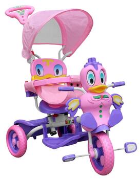 RoGer Duck Детский Трёхколёсный Велосипед С Ручкой Розовый (5903864979626)