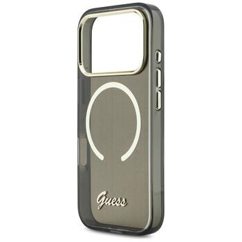 Case Guess IML Script Metal MagSafe Защитный чехол для iPhone 17 Pro / чёрный (GUHMP17L5HTCSMSK)