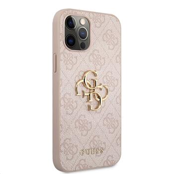 Guess PU 4G Metal Logo Case Защитный чехол для iPhone 12/12 Pro / розовый (GUHCP12M4GMGPI)