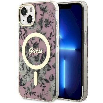 Guess GUHMP14SHCFWSP Hardcase Flower MagSafe Aizsargapvalks priekš iPhone 14/15/13 6.1
