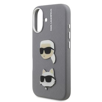 Karl Lagerfeld Grained PU K&CH Heads Case Чехол для Apple iPhone 16 (KLHCP16SPSFDHPG)