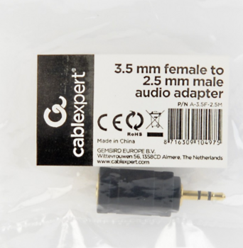 Gembird A-3.5F-2.5M Audio Adapteris 3.5mm female - 2.5 mm male (A-3.5F-2.5M)