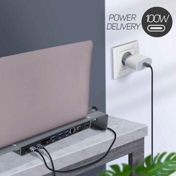 Swissten Многофункциональный Док USB-C станция для портативного компьютера / HDMI / USB 3.0 / 2x USB-C / RJ45 / SD / Micro SD / VGA / Audio (44040104)