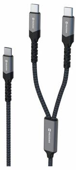 Swissten 2in1 Charging USB-C / 2x USB-C Kabelis 100W 1.5m (72501201)