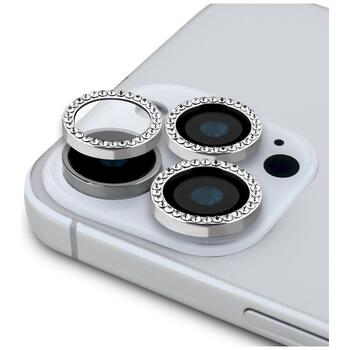 Guess BP Rhinestone 2-in-1 Защитное стекло для экрана и камеры для iPhone 16 Pro Max / серебристый (GUBPP16XSPCLGGS)