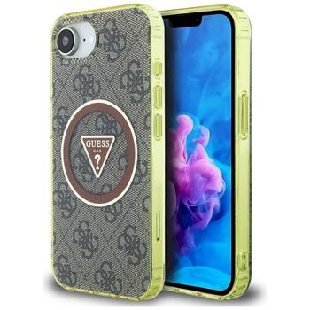 Case Guess IML Metal Glitter 4G Circle Triangle MagSafe Защитный чехол для iPhone 16e / 17e / коричневый (GUHMPSE4HG4PRTGW)