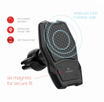 Swissten WM1-AV3 Air Vent Универсальный Держатель C Беспроводной Зарядкой + Micro USB Провод 1.2м (WM1-AV3)