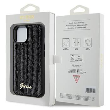 Guess GUHCP14SPSFDGSK Hardcase Sequin Script Metal Защитный чехол для iPhone 14 / 15 / 13 6.1