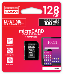 Goodram  microSDXC class 10 UHS I 128GB Карта памяти + Адаптер (M1AA-1280R12)