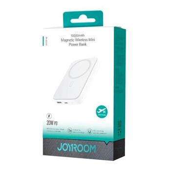 Joyroom JR-W020 Power Bank Magnetic Wireless charging MagSafe C+U PD 20W 10000 mAh с кабелем USB-Lightning 0.25m / белый (JR-W020-WHT)