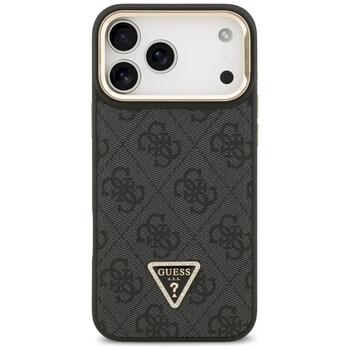 Case Guess 4G PU Triangle Logo & Stand Camera Magsafe Aizsargapvalks priekš iPhone 17 Pro Max / melns (GUHMP17XPCS4GPTK)