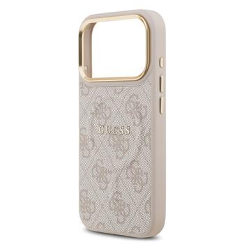 Guess PU Leather 4G Gold Frame MagSafe Case Защитный чехол для iPhone 17 Pro / розовый (GUHMP17LP4MSEGCP)