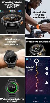 GRAVITY Smartwatch GT24-2 GPS Смарт-часы с чёрным силиконовым ремешком + белым силиконовым ремешком / чёрный (GT24-2)