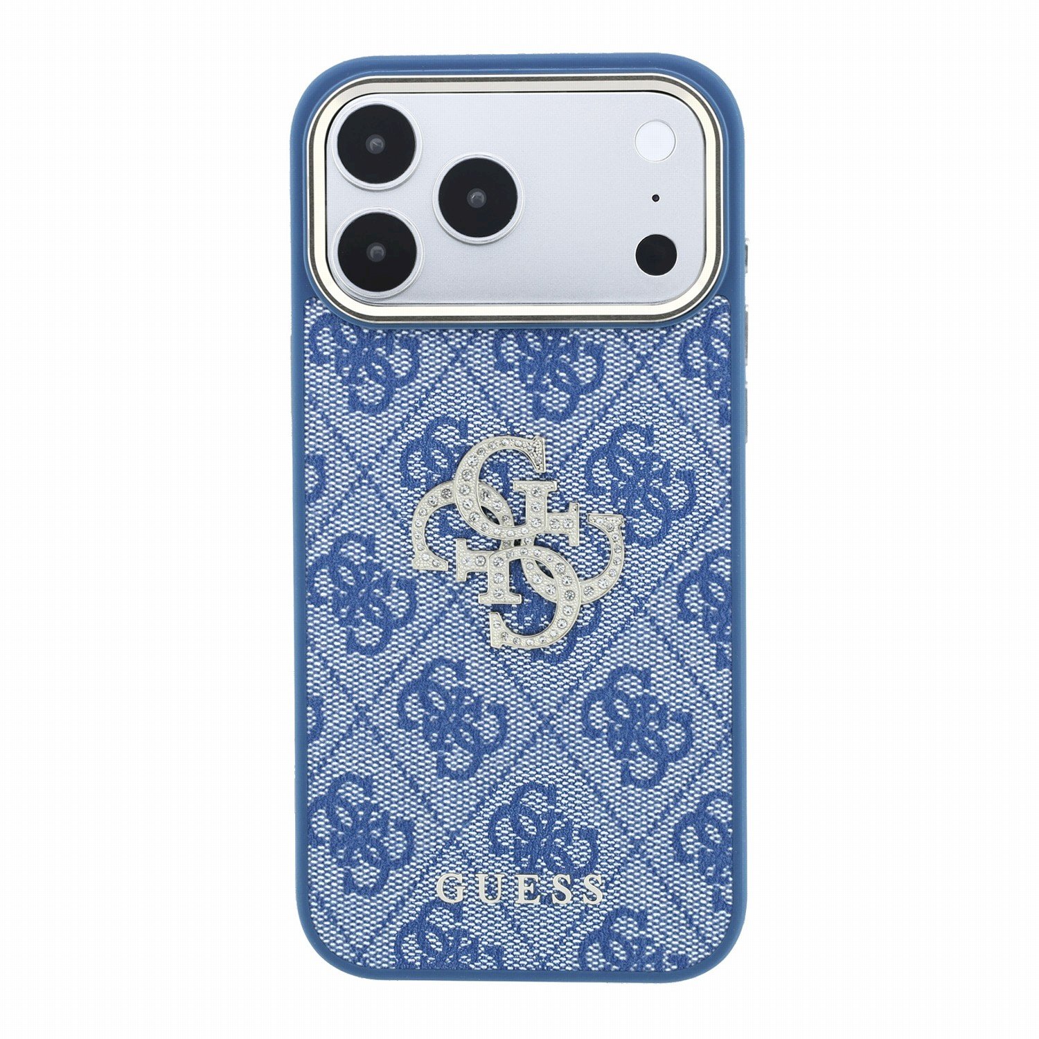 Guess PU 4G Strass Metal Logo Case Aizsargapvalks priekš iPhone 18 Pro / zils (GUHCP18L6P4DSMLB)
