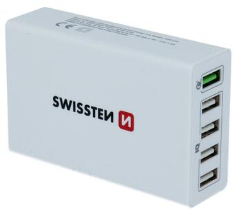 Swissten Qualcomm 3.0 QC Smart IC Premium Сетевое зарядное устройство USB 5x 2.1A 50W (SW-TCH-QUAL3.050W-W)