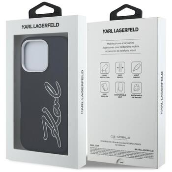 Case Karl Lagerfeld FW Grained Signature Logo Защитный чехол для iPhone 16 Pro / чёрный (KLHCP16LPGFKSRSK)