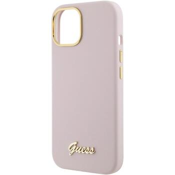 Guess Silicone Script Metal Logo & Frame Back Case Защитный Чехол для Apple iPhone 15 (GUHCP15SSMBSLP)