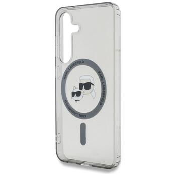 Case Karl Lagerfeld Button Karl & Choupette Heads Printed Logo MagSafe Aizsargapvalks priekš Samsung Galaxy S25+ / melns (KLHMS25MHLSKCK)