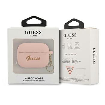 Guess GUAPLSCHSP AirPods Pro cover Чехол для наушников Silicone Charm Heart Collection / розовый (GUAPLSCHSP)