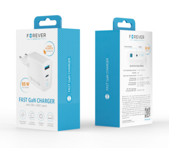 Forever TC-06 GaN Адаптер PD / QC / 1x USB-C / 1x USB / 65W (GSM171397)