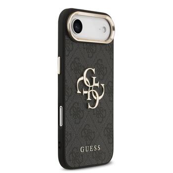 Guess PU Leather 4G Metal Logo Gold Frame Case Защитный чехол для iPhone Air / чёрный (GUHCP17M4GMGCGR)
