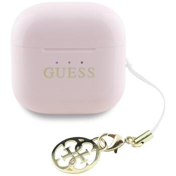 Guess Glossy Effect Printed Classic Logo & Charm Roze Наушники (GUTWSXMCCLP)