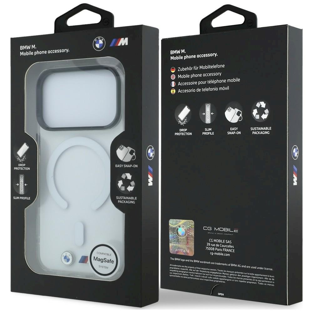 BMW M Case IML Glossy Metal Logo & Trims MagSafe Aizsargapvalks priekš iPhone 18 Pro Max / caurspīdīgs (BMHMP18X26HTGMILH)