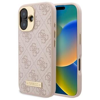 Guess GUHMP16SU4GPRP Hardcase 4G Logo Plate MagSafe Aizsargapvalks priekš iPhone 16 6.1