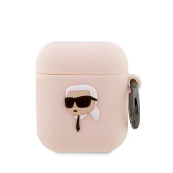 Karl Lagerfeld KLA2RUNIKP Silicone Karl Head 3D Aizsargapvalks priekš AirPods 1/2 / rozā (KLA2RUNIKP)