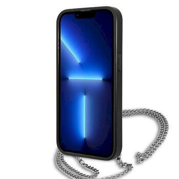 Karl Lagerfeld KLHCP13LPMK Leather Textured and Chain Aizsargapvalks priekš iPhone 13 Pro / 13 6,1