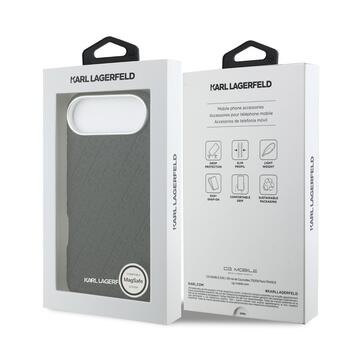 Karl Lagerfeld Grained PU Repeated Logo MagSafe Case Aizsargapvalks priekš iPhone Air / melns (KLHMP17MPGKLFOFK)