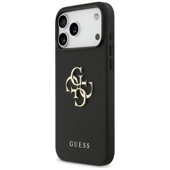 Guess Grained Big 4G & Classic Logo case Aizsargapvalks priekš iPhone 17 Pro Max / melns (GUHCP17XPGT4MBK)
