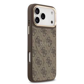 Guess PU Leather 4G Gold Frame MagSafe Case Чехол для Apple iPhone 17 Pro Max (GUHMP17XP4MSEGCW)
