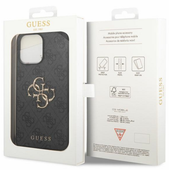 Guess PU Leather 4G Metal Logo Case Защитный Чехол для Apple iPhone 15 Pro Max (GUHCP15X4GMGGR)