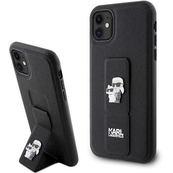 Karl Lagerfeld KLHCN61GSAKCPK Gripstand Saffiano Karl&Choup Aizsargapvalks priekš iPhone 11/Xr 6.1