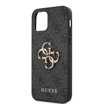 Guess PU 4G Metal Logo Case Aizsargapvalks priekš iPhone 12/12 Pro / pelēks (GUHCP12M4GMGGR)