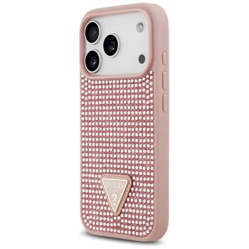 Case Guess Rhinestone Triangle Logo Aizsargapvalks priekš iPhone 17 Pro / rozā (GUHCP17LHDGTPP)