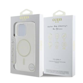 Guess IML Glitter Ring MagSafe Case Защитный чехол для iPhone 16 Pro / прозрачный (GUHMP16LHFGERET)