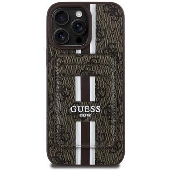 Guess 4G Stripes with wallet Magsafe Case Aizsargapvalks priekš iPhone 16 Pro Max / brūns (GUBPHCP16XP4RPSW)