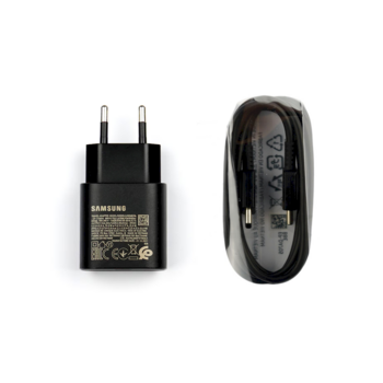 Samsung EP-TA800EBE + EP-DA705BBE 25W Cетевое зарядное устройство + USB-C - USB-C кабель чёрный (bulk) (EP-TA800EBE/EP-DA705BBE)