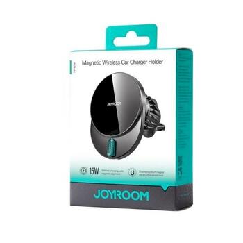 Joyroom JR-ZS409 Car Mount Magnetic Wireless Charger Air Outlet Version Magnētiskais automašīnas turētājs Bezvadu lādētājs PD 15W ar USB to Type-C kabeli 1m / melns (JR-ZS409-BLK)