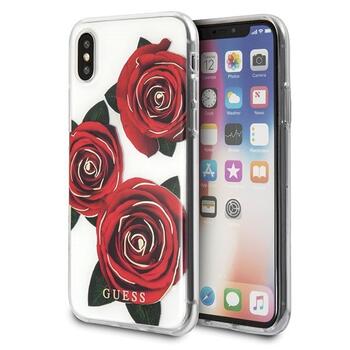 Guess GUHCPXROSTR Hardcase Flower Desire Aizsargapvalks priekš iPhone X / red rose (GUHCPXROSTR)