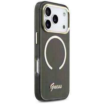 Case Guess IML Script Metal MagSafe Защитный чехол для iPhone 17 Pro Max / чёрный (GUHMP17X5HTCSMSK)