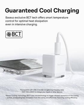 Baseus Palm Fast Charger Зарядное устройство USB-C 20W + кабель для передачи данных USB-C/USB-C 1m / белый (P10111602213-01)