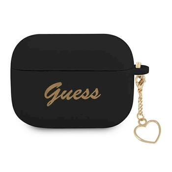 Guess GUAPLSCHSK AirPods Pro cover Aizsargapvalks priekš AirPods Pro Silicone Charm Heart Collection / melns (GUAPLSCHSK)